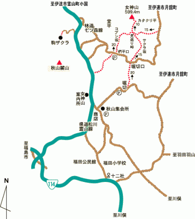 女神山　地図